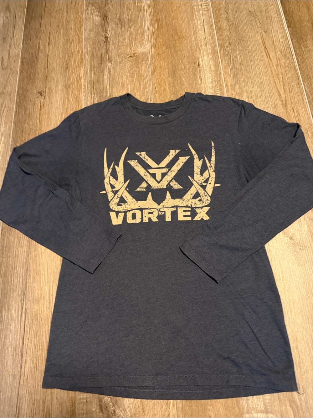 Vortex Men's Long Sleeve Graphic Tee - Navy with Tan Logo